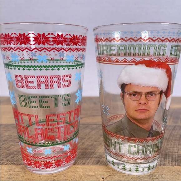 THE OFFICE Christmas 16 Oz Glasses Set of 4 - Picture 2 of 4